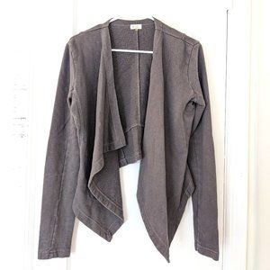 Stem Anthropologie Organic Cotton French Terry Cardigan Wrap Jacket in Warm Gray